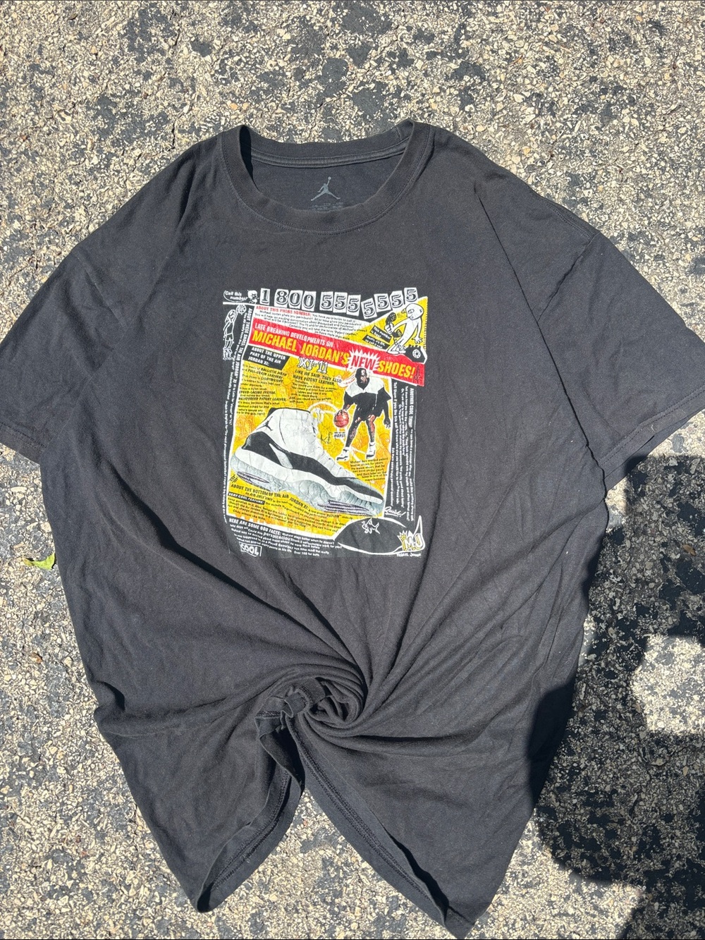 Vintage Y2K Jordan Mens Large Charcoal Cotton Air Jordan 11 Graphic Tee